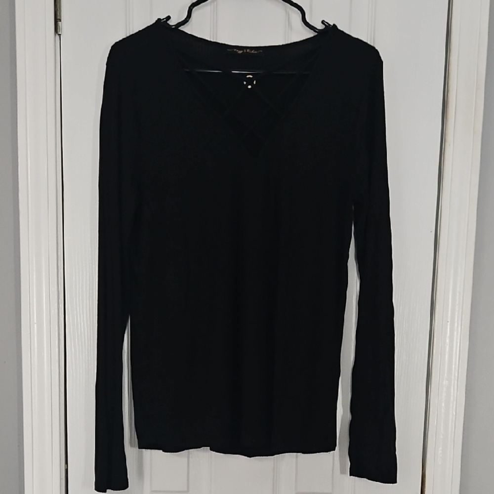 Raggs II Riches Black Fitted Long Sleeve Blouse M